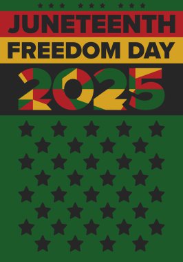 Haziran Bağımsızlık Günü 'nde. Özgürlük ya da Özgürlük Günü. Yıllık Amerikan bayramı, 19 Haziran 'da kutlandı. Afro-Amerikan tarihi ve mirası. Poster, tebrik kartı, afiş ve geçmiş. Vektör