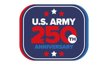 Amerikan Ordusu 'nun 250. yaş günü. Yıldönümü. Haziran 'da Birleşik Devletler Ordusu Günü. Amerikan askeri bayramı. Amerikan bayrağı. Vatansever tasarım. Vektör İllüstrasyonu