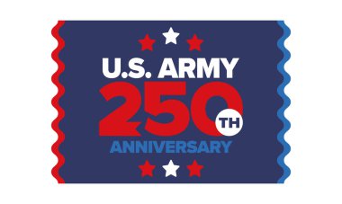 Amerikan Ordusu 'nun 250. yaş günü. Yıldönümü. Haziran 'da Birleşik Devletler Ordusu Günü. Amerikan askeri bayramı. Amerikan bayrağı. Vatansever tasarım. Vektör İllüstrasyonu