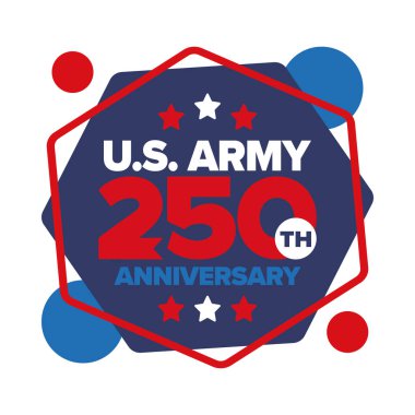 Amerikan Ordusu 'nun 250. yaş günü. Yıldönümü. Haziran 'da Birleşik Devletler Ordusu Günü. Amerikan askeri bayramı. Amerikan bayrağı. Vatansever tasarım. Vektör İllüstrasyonu