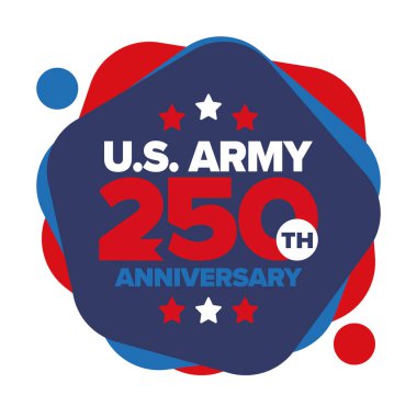 Amerikan Ordusu 'nun 250. yaş günü. Yıldönümü. Haziran 'da Birleşik Devletler Ordusu Günü. Amerikan askeri bayramı. Amerikan bayrağı. Vatansever tasarım. Vektör İllüstrasyonu