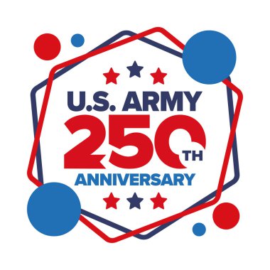 Amerikan Ordusu 'nun 250. yaş günü. Yıldönümü. Haziran 'da Birleşik Devletler Ordusu Günü. Amerikan askeri bayramı. Amerikan bayrağı. Vatansever tasarım. Vektör İllüstrasyonu