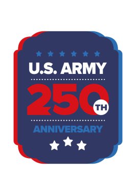 Amerikan Ordusu 'nun 250. yaş günü. Yıldönümü. Haziran 'da Birleşik Devletler Ordusu Günü. Amerikan askeri bayramı. Amerikan bayrağı. Vatansever tasarım. Vektör İllüstrasyonu