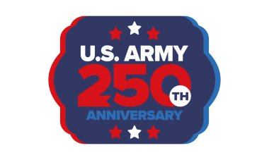 Amerikan Ordusu 'nun 250. yaş günü. Yıldönümü. Haziran 'da Birleşik Devletler Ordusu Günü. Amerikan askeri bayramı. Amerikan bayrağı. Vatansever tasarım. Vektör İllüstrasyonu