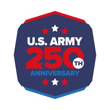 Amerikan Ordusu 'nun 250. yaş günü. Yıldönümü. Haziran 'da Birleşik Devletler Ordusu Günü. Amerikan askeri bayramı. Amerikan bayrağı. Vatansever tasarım. Vektör İllüstrasyonu