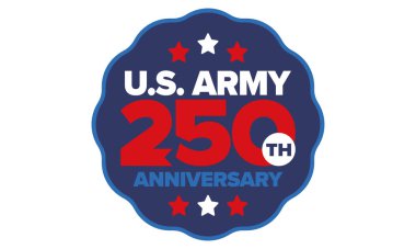 Amerikan Ordusu 'nun 250. yaş günü. Yıldönümü. Haziran 'da Birleşik Devletler Ordusu Günü. Amerikan askeri bayramı. Amerikan bayrağı. Vatansever tasarım. Vektör İllüstrasyonu