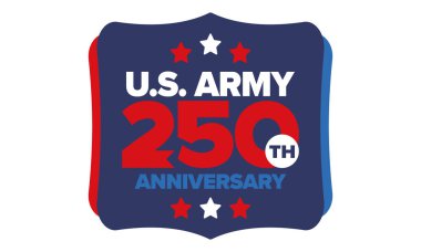 Amerikan Ordusu 'nun 250. yaş günü. Yıldönümü. Haziran 'da Birleşik Devletler Ordusu Günü. Amerikan askeri bayramı. Amerikan bayrağı. Vatansever tasarım. Vektör İllüstrasyonu