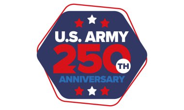 Amerikan Ordusu 'nun 250. yaş günü. Yıldönümü. Haziran 'da Birleşik Devletler Ordusu Günü. Amerikan askeri bayramı. Amerikan bayrağı. Vatansever tasarım. Vektör İllüstrasyonu