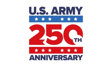 Amerikan Ordusu 'nun 250. yaş günü. Yıldönümü. Haziran 'da Birleşik Devletler Ordusu Günü. Amerikan askeri bayramı. Amerikan bayrağı. Vatansever tasarım. Vektör İllüstrasyonu