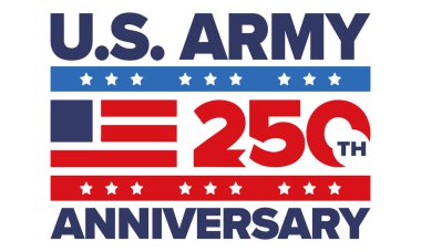 Amerikan Ordusu 'nun 250. yaş günü. Yıldönümü. Haziran 'da Birleşik Devletler Ordusu Günü. Amerikan askeri bayramı. Amerikan bayrağı. Vatansever tasarım. Vektör İllüstrasyonu