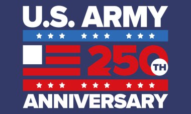 Amerikan Ordusu 'nun 250. yaş günü. Yıldönümü. Haziran 'da Birleşik Devletler Ordusu Günü. Amerikan askeri bayramı. Amerikan bayrağı. Vatansever tasarım. Vektör İllüstrasyonu