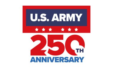 Amerikan Ordusu 'nun 250. yaş günü. Yıldönümü. Haziran 'da Birleşik Devletler Ordusu Günü. Amerikan askeri bayramı. Amerikan bayrağı. Vatansever tasarım. Vektör İllüstrasyonu