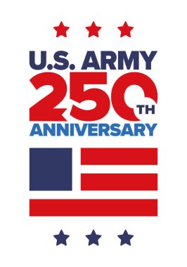 Amerikan Ordusu 'nun 250. yaş günü. Yıldönümü. Haziran 'da Birleşik Devletler Ordusu Günü. Amerikan askeri bayramı. Amerikan bayrağı. Vatansever tasarım. Vektör İllüstrasyonu