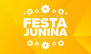 Brezilya 'daki Festa Junina. Brezilya festivali. İyi tatiller. Brezilya bayrağı. Karnaval ve geçit töreni. Yaz eğlencesi partisi. Vektör illüstrasyonu