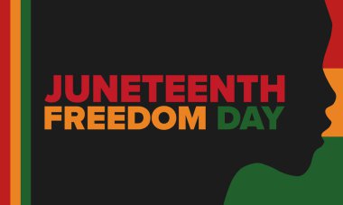 Haziran Bağımsızlık Günü 'nde. Özgürlük ya da Özgürlük Günü. Yıllık Amerikan bayramı, 19 Haziran 'da kutlandı. Afro-Amerikan tarihi ve mirası. Poster, tebrik kartı, afiş ve geçmiş. Vektör