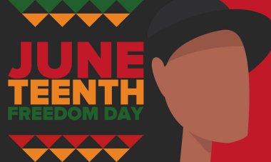 Haziran Bağımsızlık Günü 'nde. Özgürlük ya da Özgürlük Günü. Yıllık Amerikan bayramı, 19 Haziran 'da kutlandı. Afro-Amerikan tarihi ve mirası. Poster, tebrik kartı, afiş ve geçmiş. Vektör