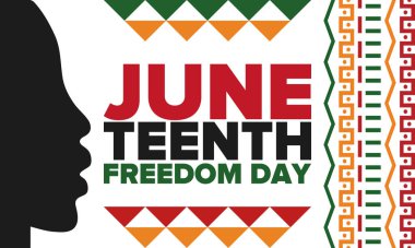 Haziran Bağımsızlık Günü 'nde. Özgürlük ya da Özgürlük Günü. Yıllık Amerikan bayramı, 19 Haziran 'da kutlandı. Afro-Amerikan tarihi ve mirası. Poster, tebrik kartı, afiş ve geçmiş. Vektör