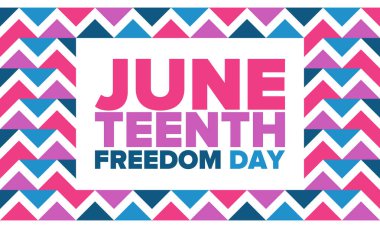 Haziran Bağımsızlık Günü 'nde. Özgürlük ya da Özgürlük Günü. Yıllık Amerikan bayramı, 19 Haziran 'da kutlandı. Afro-Amerikan tarihi ve mirası. Poster, tebrik kartı, afiş ve geçmiş. Vektör