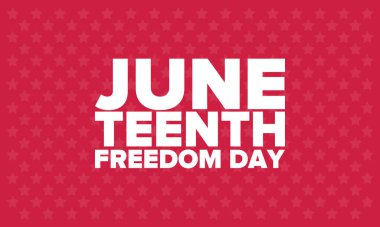 Haziran Bağımsızlık Günü 'nde. Özgürlük ya da Özgürlük Günü. Yıllık Amerikan bayramı, 19 Haziran 'da kutlandı. Afro-Amerikan tarihi ve mirası. Poster, tebrik kartı, afiş ve geçmiş. Vektör