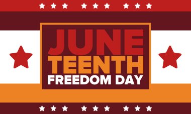 Haziran Bağımsızlık Günü 'nde. Özgürlük ya da Özgürlük Günü. Yıllık Amerikan bayramı, 19 Haziran 'da kutlandı. Afro-Amerikan tarihi ve mirası. Poster, tebrik kartı, afiş ve geçmiş. Vektör