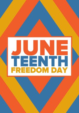 Haziran Bağımsızlık Günü 'nde. Özgürlük ya da Özgürlük Günü. Yıllık Amerikan bayramı, 19 Haziran 'da kutlandı. Afro-Amerikan tarihi ve mirası. Poster, tebrik kartı, afiş ve geçmiş. Vektör