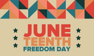 Haziran Bağımsızlık Günü 'nde. Özgürlük ya da Özgürlük Günü. Yıllık Amerikan bayramı, 19 Haziran 'da kutlandı. Afro-Amerikan tarihi ve mirası. Poster, tebrik kartı, afiş ve geçmiş. Vektör