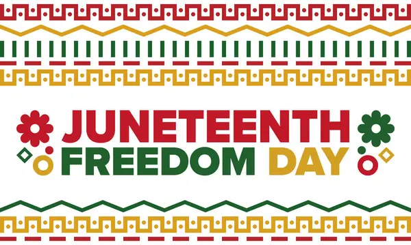 Haziran Bağımsızlık Günü 'nde. Özgürlük ya da Özgürlük Günü. Yıllık Amerikan bayramı, 19 Haziran 'da kutlandı. Afro-Amerikan tarihi ve mirası. Poster, tebrik kartı, afiş ve geçmiş. Vektör