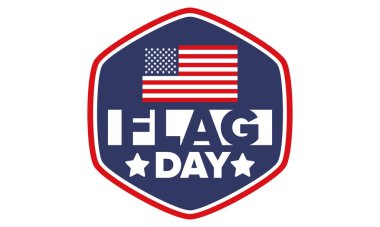 ABD 'de Ulusal Bayrak Günü. ABD 'de yıllık 14 Haziran tatili kutlandı. Amerikan bayrağıyla vatansever tarzı tasarım. Poster, tebrik kartı, afiş ve geçmiş. Vektör illüstrasyonu