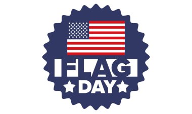 ABD 'de Ulusal Bayrak Günü. ABD 'de yıllık 14 Haziran tatili kutlandı. Amerikan bayrağıyla vatansever tarzı tasarım. Poster, tebrik kartı, afiş ve geçmiş. Vektör illüstrasyonu