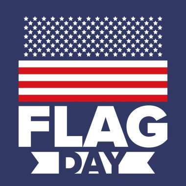 ABD 'de Ulusal Bayrak Günü. ABD 'de yıllık 14 Haziran tatili kutlandı. Amerikan bayrağıyla vatansever tarzı tasarım. Poster, tebrik kartı, afiş ve geçmiş. Vektör illüstrasyonu