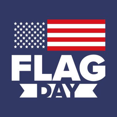 ABD 'de Ulusal Bayrak Günü. ABD 'de yıllık 14 Haziran tatili kutlandı. Amerikan bayrağıyla vatansever tarzı tasarım. Poster, tebrik kartı, afiş ve geçmiş. Vektör illüstrasyonu