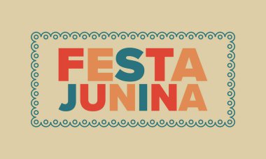 Brezilya 'daki Festa Junina. Brezilya festivali. İyi tatiller. Brezilya bayrağı. Karnaval ve geçit töreni. Yaz eğlencesi partisi. Vektör illüstrasyonu