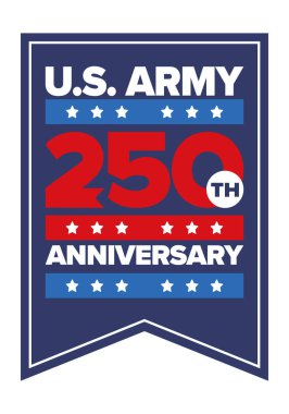 Amerikan Ordusu 'nun 250. yaş günü. Yıldönümü. Haziran 'da Birleşik Devletler Ordusu Günü. Amerikan askeri bayramı. Amerikan bayrağı. Vatansever tasarım. Vektör İllüstrasyonu