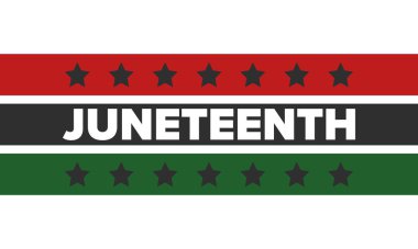 Haziran Bağımsızlık Günü 'nde. Özgürlük ya da Özgürlük Günü. Yıllık Amerikan bayramı, 19 Haziran 'da kutlandı. Afro-Amerikan tarihi ve mirası. Poster, tebrik kartı, afiş ve geçmiş. Vektör