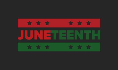 Haziran Bağımsızlık Günü 'nde. Özgürlük ya da Özgürlük Günü. Yıllık Amerikan bayramı, 19 Haziran 'da kutlandı. Afro-Amerikan tarihi ve mirası. Poster, tebrik kartı, afiş ve geçmiş. Vektör