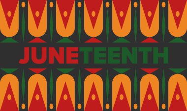 Haziran Bağımsızlık Günü 'nde. Özgürlük ya da Özgürlük Günü. Yıllık Amerikan bayramı, 19 Haziran 'da kutlandı. Afro-Amerikan tarihi ve mirası. Poster, tebrik kartı, afiş ve geçmiş. Vektör