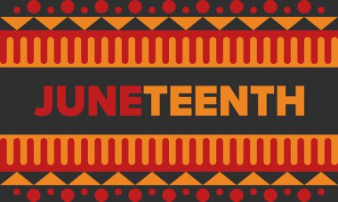 Haziran Bağımsızlık Günü 'nde. Özgürlük ya da Özgürlük Günü. Yıllık Amerikan bayramı, 19 Haziran 'da kutlandı. Afro-Amerikan tarihi ve mirası. Poster, tebrik kartı, afiş ve geçmiş. Vektör