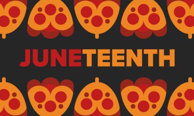 Haziran Bağımsızlık Günü 'nde. Özgürlük ya da Özgürlük Günü. Yıllık Amerikan bayramı, 19 Haziran 'da kutlandı. Afro-Amerikan tarihi ve mirası. Poster, tebrik kartı, afiş ve geçmiş. Vektör