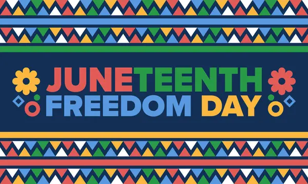 Haziran Bağımsızlık Günü 'nde. Özgürlük ya da Özgürlük Günü. Yıllık Amerikan bayramı, 19 Haziran 'da kutlandı. Afro-Amerikan tarihi ve mirası. Poster, tebrik kartı, afiş ve geçmiş. Vektör