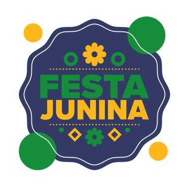 Brezilya 'daki Festa Junina. Brezilya festivali. İyi tatiller. Brezilya bayrağı. Karnaval ve geçit töreni. Yaz eğlencesi partisi. Vektör illüstrasyonu