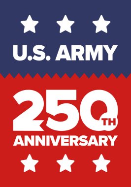 Amerikan Ordusu 'nun 250. yaş günü. Yıldönümü. Haziran 'da Birleşik Devletler Ordusu Günü. Amerikan askeri bayramı. Amerikan bayrağı. Vatansever tasarım. Vektör İllüstrasyonu