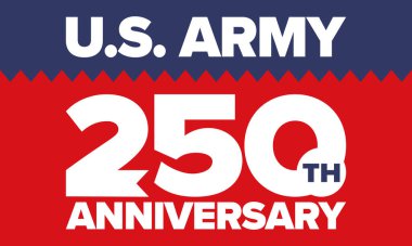 Amerikan Ordusu 'nun 250. yaş günü. Yıldönümü. Haziran 'da Birleşik Devletler Ordusu Günü. Amerikan askeri bayramı. Amerikan bayrağı. Vatansever tasarım. Vektör İllüstrasyonu