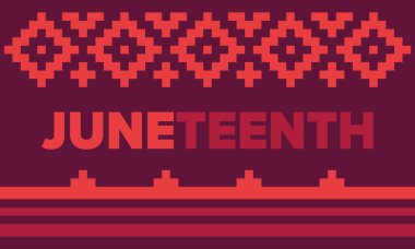 Haziran Bağımsızlık Günü 'nde. Özgürlük ya da Özgürlük Günü. Yıllık Amerikan bayramı, 19 Haziran 'da kutlandı. Afro-Amerikan tarihi ve mirası. Poster, tebrik kartı, afiş ve geçmiş. Vektör