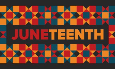 Haziran Bağımsızlık Günü 'nde. Özgürlük ya da Özgürlük Günü. Yıllık Amerikan bayramı, 19 Haziran 'da kutlandı. Afro-Amerikan tarihi ve mirası. Poster, tebrik kartı, afiş ve geçmiş. Vektör