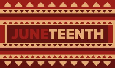 Haziran Bağımsızlık Günü 'nde. Özgürlük ya da Özgürlük Günü. Yıllık Amerikan bayramı, 19 Haziran 'da kutlandı. Afro-Amerikan tarihi ve mirası. Poster, tebrik kartı, afiş ve geçmiş. Vektör