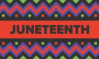 Haziran Bağımsızlık Günü 'nde. Özgürlük ya da Özgürlük Günü. Yıllık Amerikan bayramı, 19 Haziran 'da kutlandı. Afro-Amerikan tarihi ve mirası. Poster, tebrik kartı, afiş ve geçmiş. Vektör