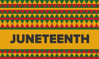 Haziran Bağımsızlık Günü 'nde. Özgürlük ya da Özgürlük Günü. Yıllık Amerikan bayramı, 19 Haziran 'da kutlandı. Afro-Amerikan tarihi ve mirası. Poster, tebrik kartı, afiş ve geçmiş. Vektör