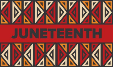 Haziran Bağımsızlık Günü 'nde. Özgürlük ya da Özgürlük Günü. Yıllık Amerikan bayramı, 19 Haziran 'da kutlandı. Afro-Amerikan tarihi ve mirası. Poster, tebrik kartı, afiş ve geçmiş. Vektör