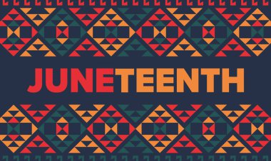 Haziran Bağımsızlık Günü 'nde. Özgürlük ya da Özgürlük Günü. Yıllık Amerikan bayramı, 19 Haziran 'da kutlandı. Afro-Amerikan tarihi ve mirası. Poster, tebrik kartı, afiş ve geçmiş. Vektör