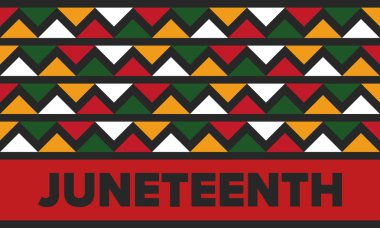 Haziran Bağımsızlık Günü 'nde. Özgürlük ya da Özgürlük Günü. Yıllık Amerikan bayramı, 19 Haziran 'da kutlandı. Afro-Amerikan tarihi ve mirası. Poster, tebrik kartı, afiş ve geçmiş. Vektör